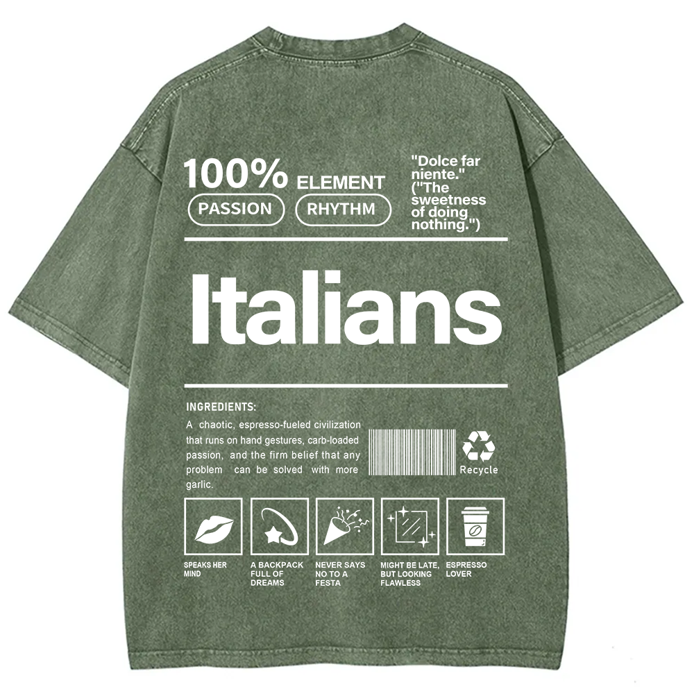 Italians Unisex Fit  Washed T-Shirt