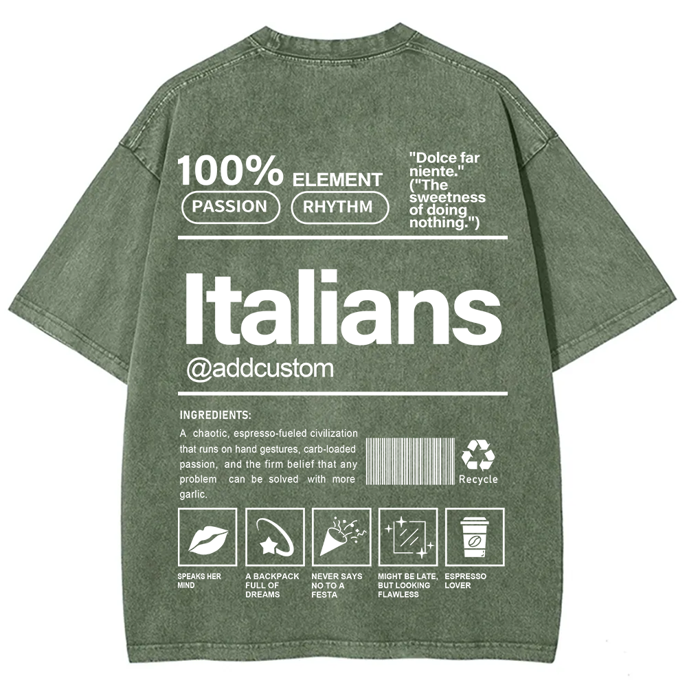 Italians Addcustom Unisex Fit  Washed T-Shirt