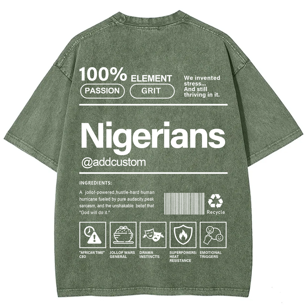 Nigerians Addcustom Unisex Fit  Washed T-Shirt