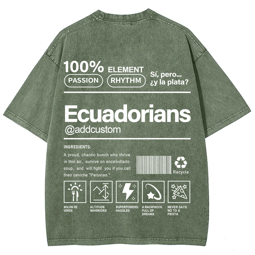 Ecuadorians Addcustom Unisex Fit  Washed T-Shirt