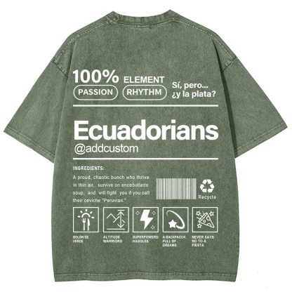 Ecuadorians Addcustom Unisex Fit  Washed T-Shirt