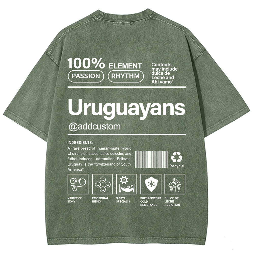 Uruguayans Addcustom Unisex Fit  Washed T-Shirt