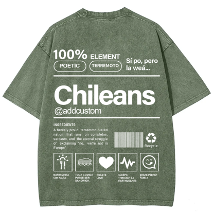 Chileans Addcustom Unisex Fit  Washed T-Shirt