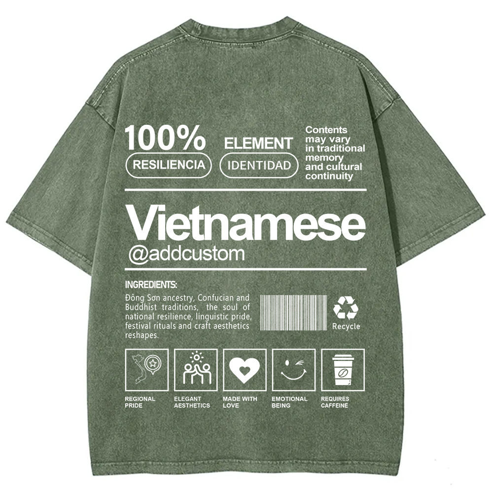 Vietnamese Addcustom Unisex Fit  Washed T-Shirt