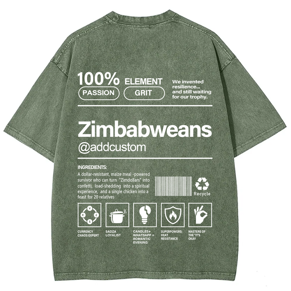 Zimbabweans Addcustom Unisex Fit  Washed T-Shirt