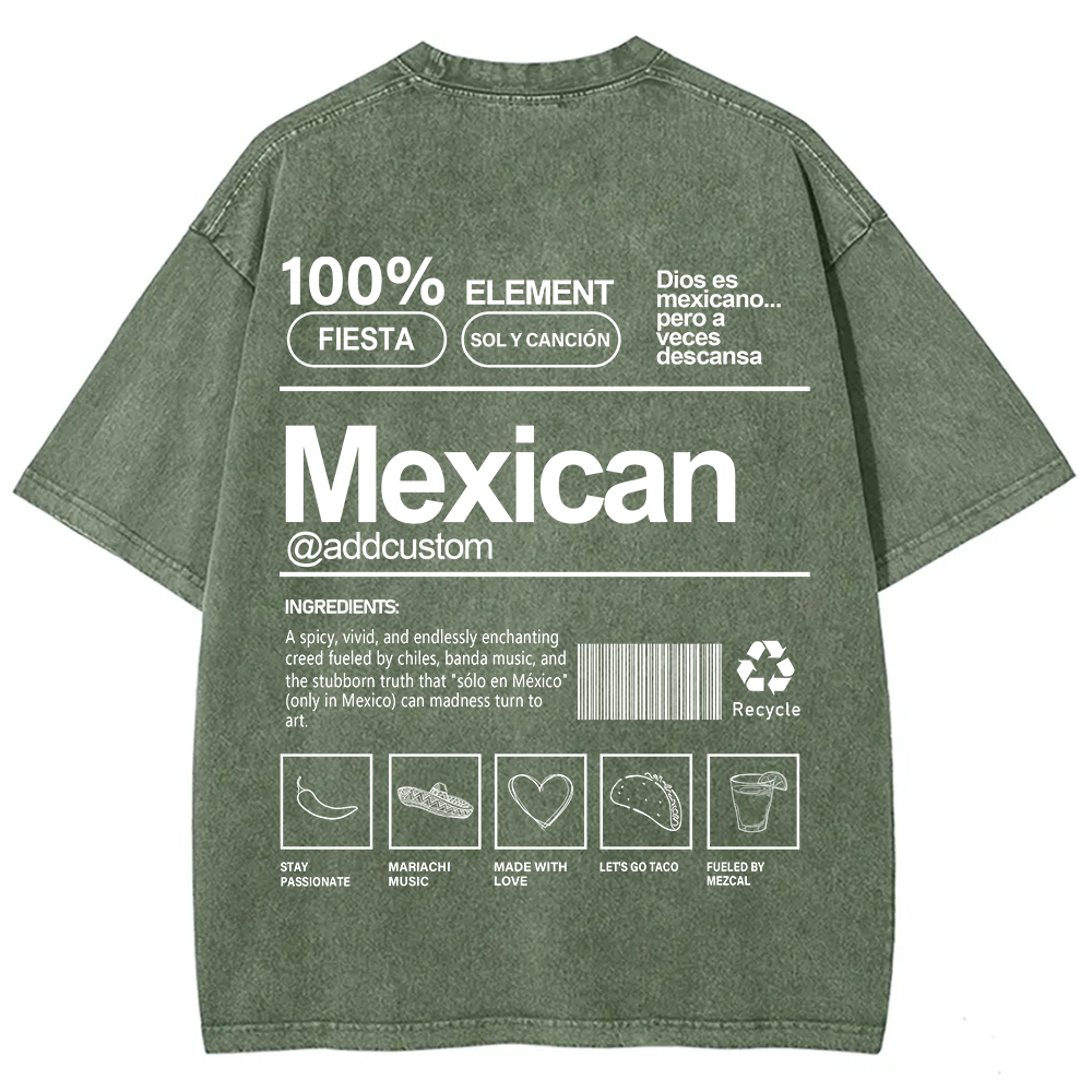 Mexican Addcustom Unisex Fit  Washed T-Shirt