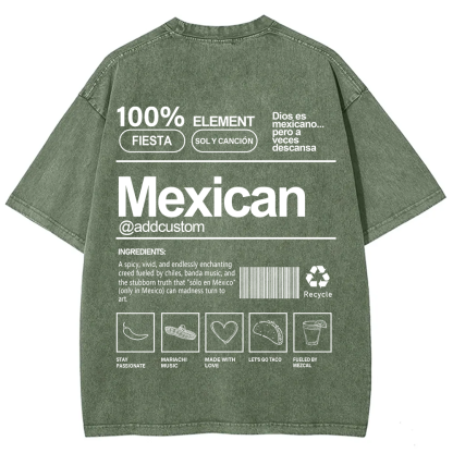 Mexican Addcustom Unisex Fit  Washed T-Shirt