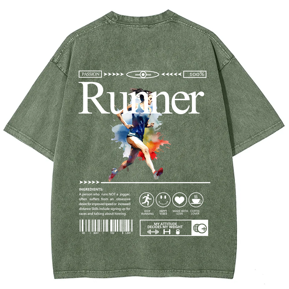 Runner Unisex Fit Washed T-Shirt