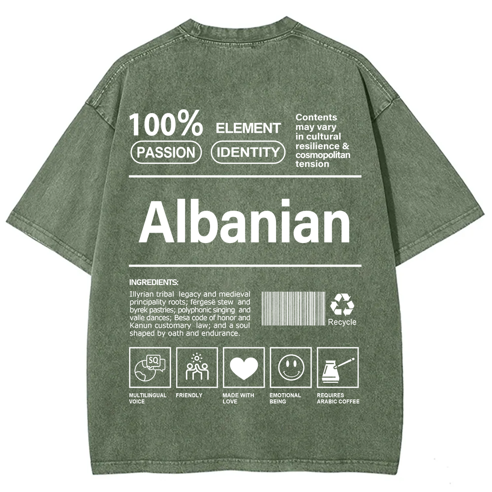 Albanian Unisex Fit  Washed T-Shirt
