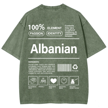Albanian Unisex Fit  Washed T-Shirt