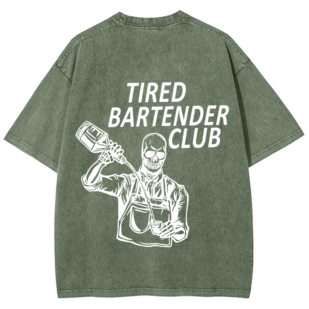 Tired Bartender Club Unisex Fit  Washed T-Shirt