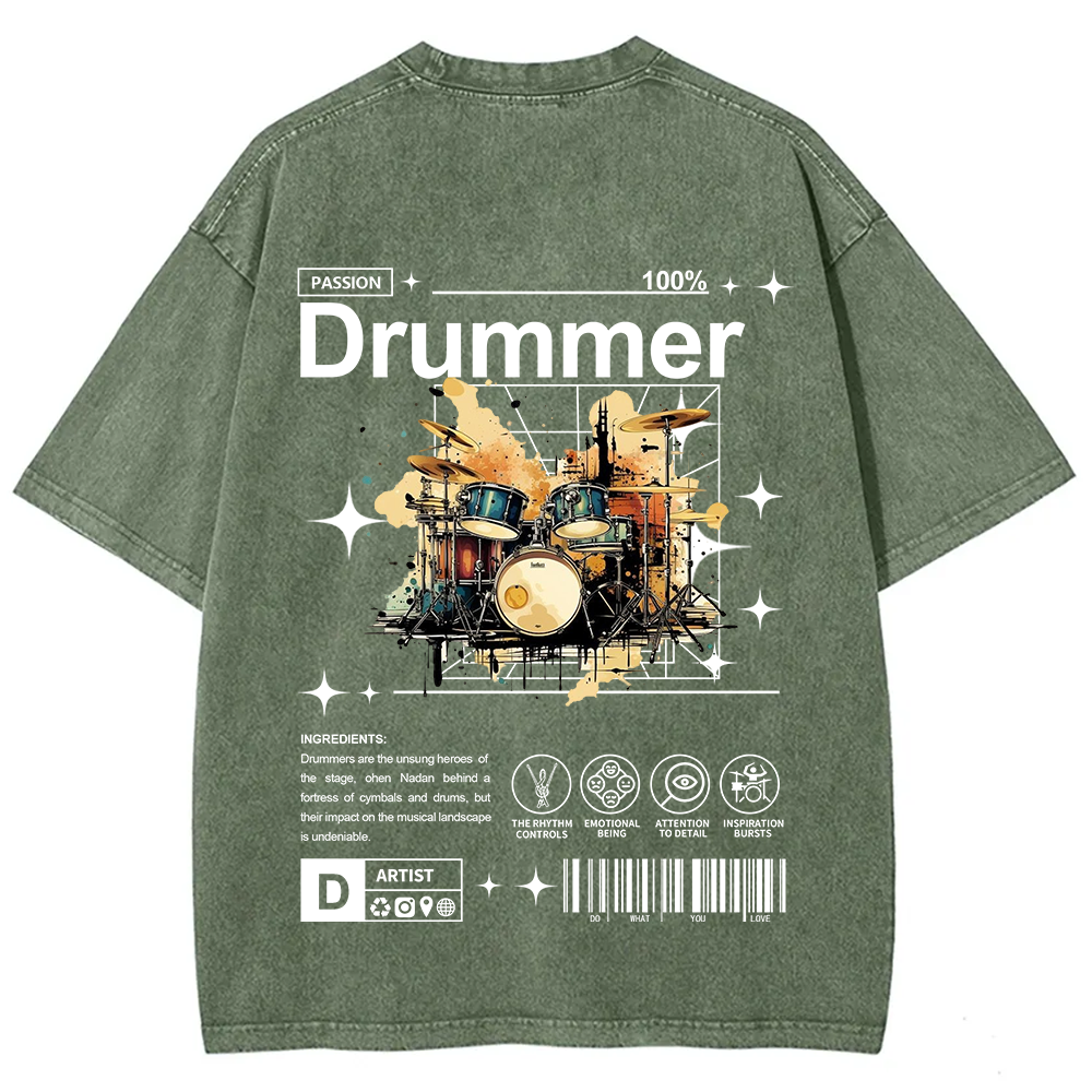 Drummer Unisex Fit Washed T-Shirt
