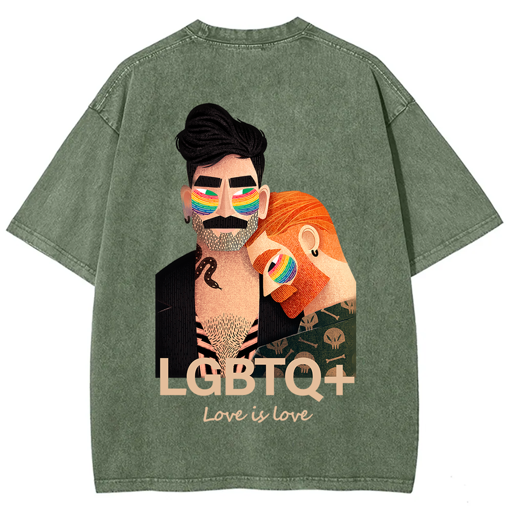 Lgbtq+ Love Is Love Unisex Fit Washed T-Shirt