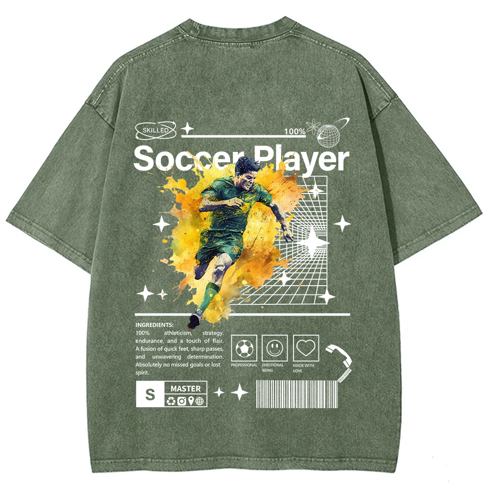 Soccer Player Unisex Fit Washed T-Shirt