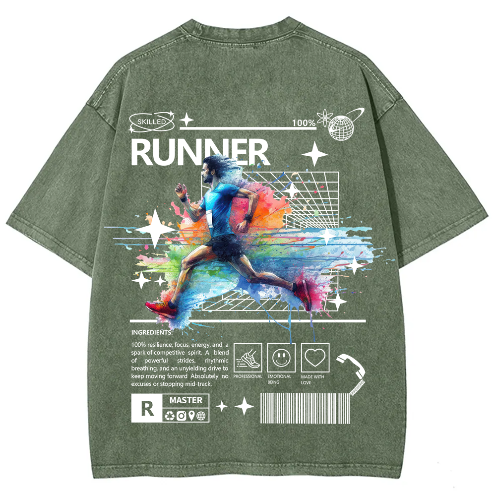 Runner Unisex Fit Washed T-Shirt