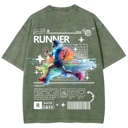 Runner Unisex Fit Washed T-Shirt