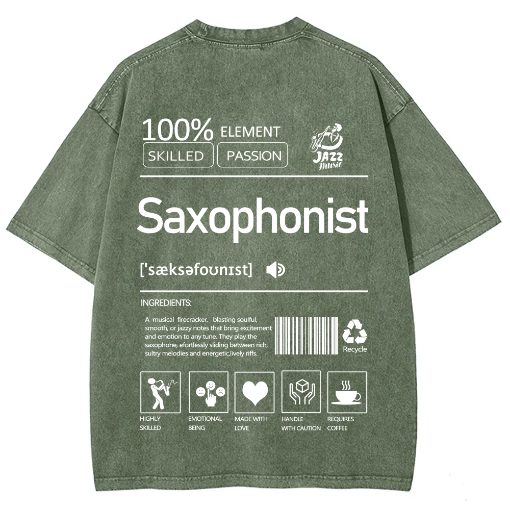 Saxophonist Unisex Fit Washed T-Shirt  wearishow
