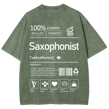 Saxophonist Unisex Fit Washed T-Shirt  wearishow