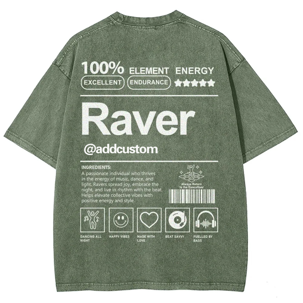 Addcustom Raver Unisex Fit Washed T-Shirt wearishow