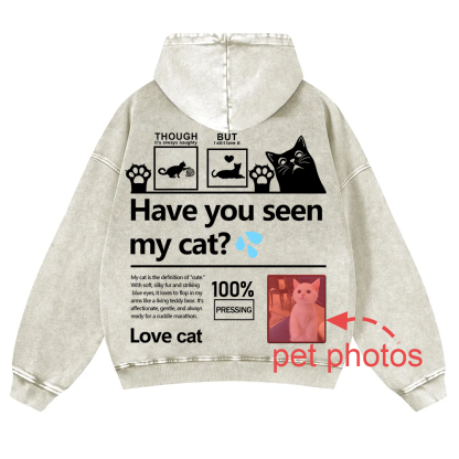Cat Trick Customized Unisex Casual Washed Hoodie wearishow