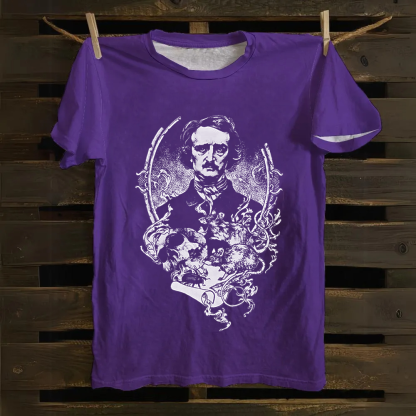 Unisex Vintage Funny Edgar Allan Poe Horror Writer Cotton T-Shirt
