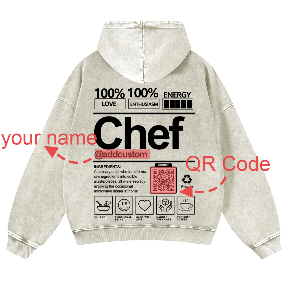 Chef Addcustom QR Code Unisex Fit Vintage Washed Hoodie