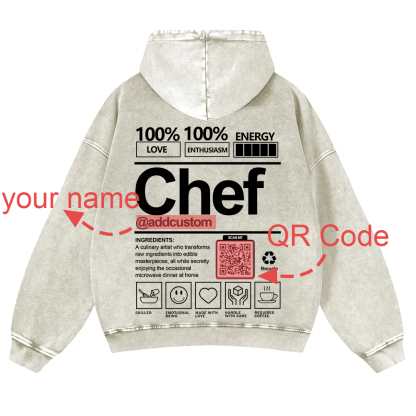 Chef Addcustom QR Code Unisex Fit Vintage Washed Hoodie