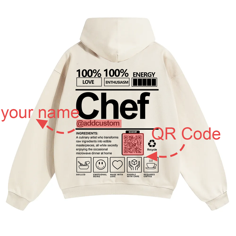 Chef Addcustom QR Code Solid Color Hoodie