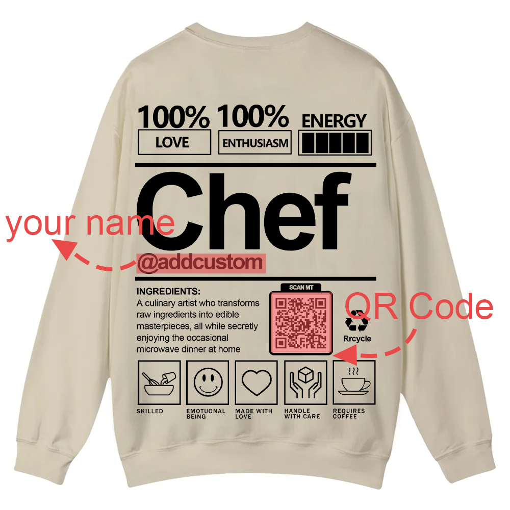 Chef Addcustom QR Code Casual Crewneck Sweatshirt