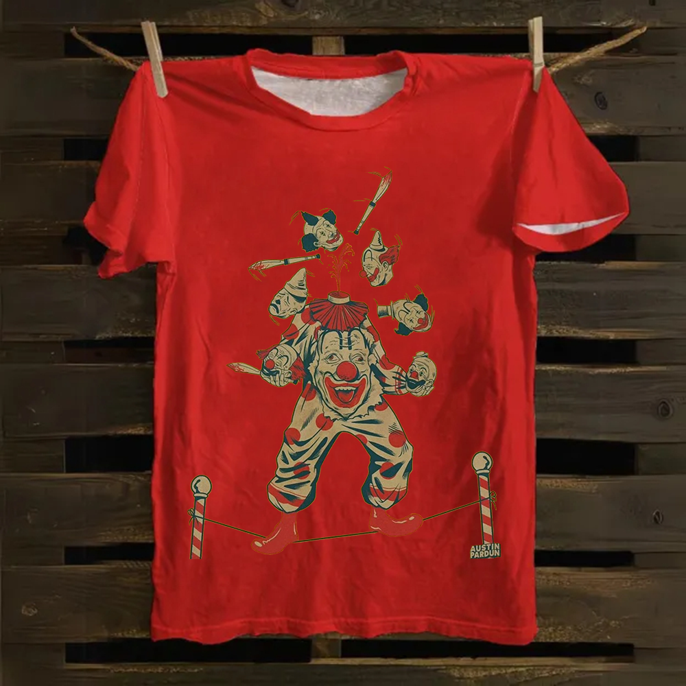 Halloween Clown Art Illustration Print Unisex Classic Cotton T-Shirt