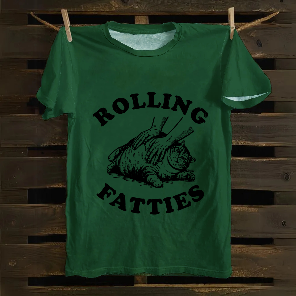Unisex Rolling Fatties Print Classic Cotton T-Shirt