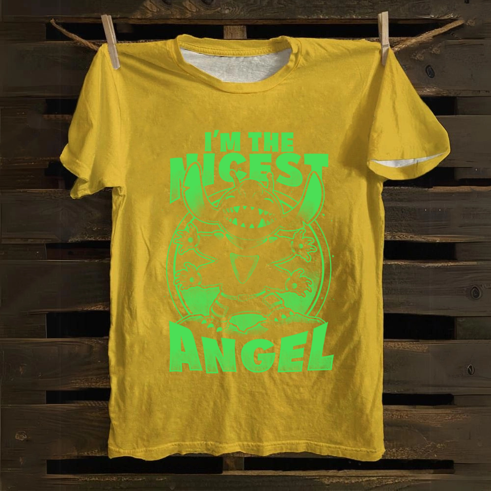 Unisex Vintage Cute Alien Nice Angel Cotton T-Shirt