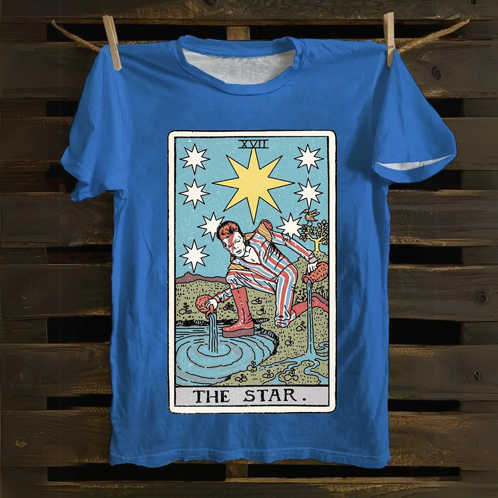 Unisex Vintage The Star David Bowie Tarot Card Cotton T-Shirt