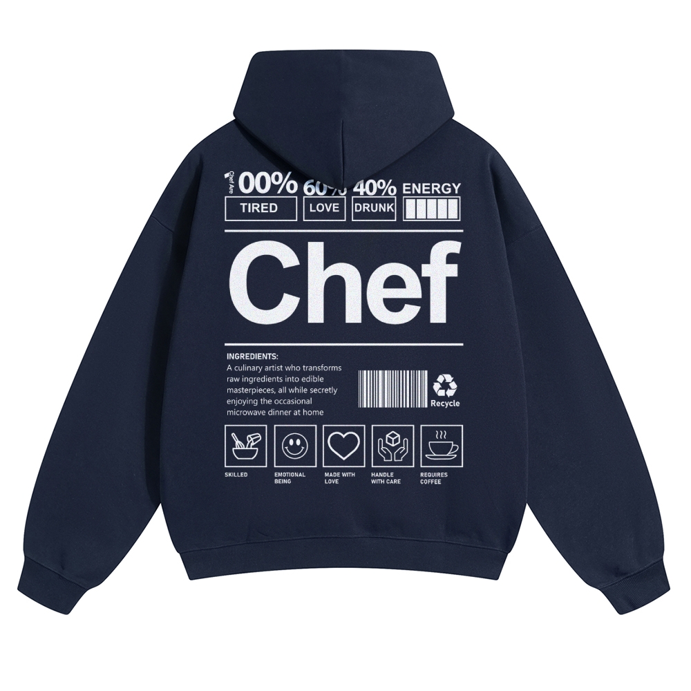 Chef Are 100%Tired 60%Love 40%Drunk Solid Color Hoodie
