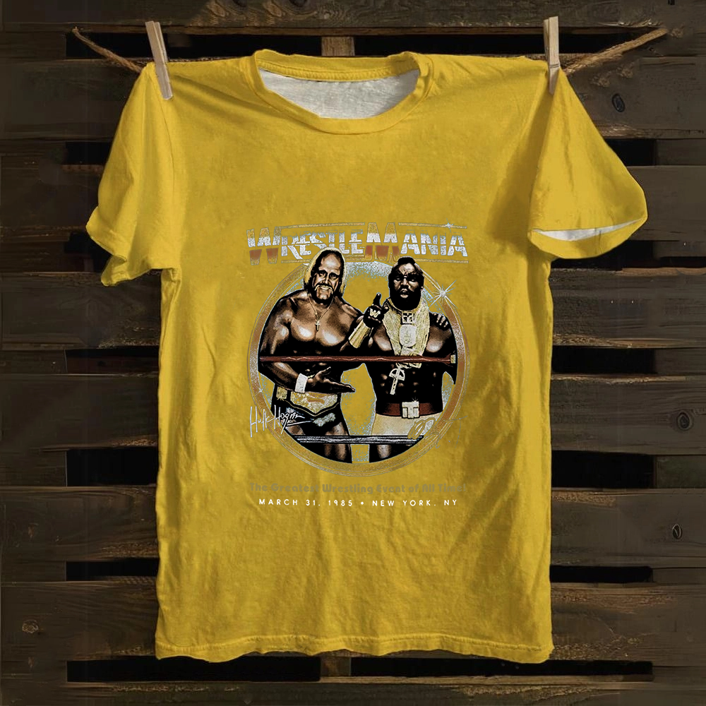 WWE Wrestle Mania - Hulk Hogan vs Mr T Casual Printed Cotton T-Shirt