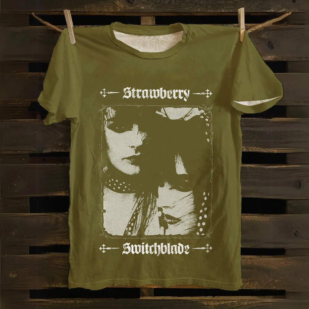 Unisex Vintage Strawberry Switchblade Band  Cotton T-Shirt