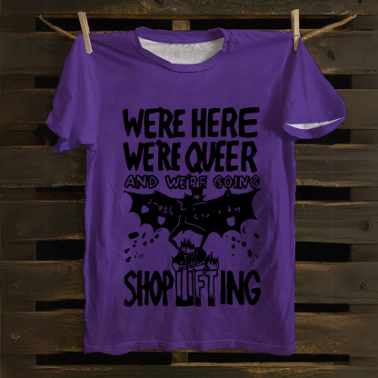 Unisex Vintage  We are Here， We are Queer Cotton T-Shirt