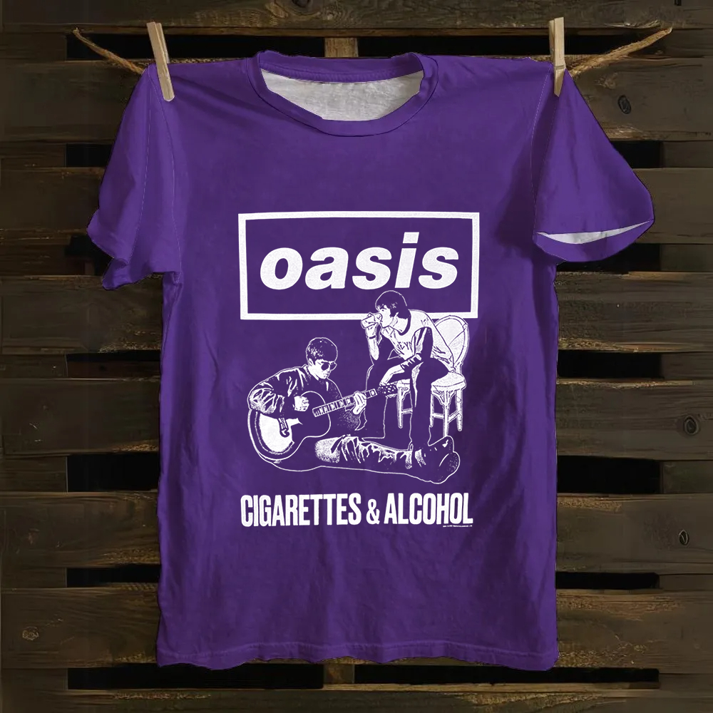 Unisex Vintage Oasis Band Cotton T-Shirt