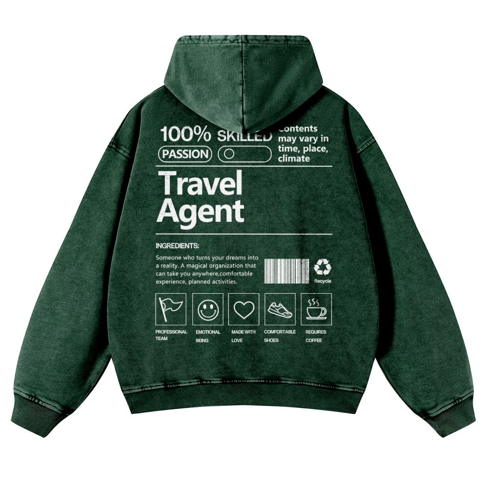 Travel Agent Casual Washed Hoodie