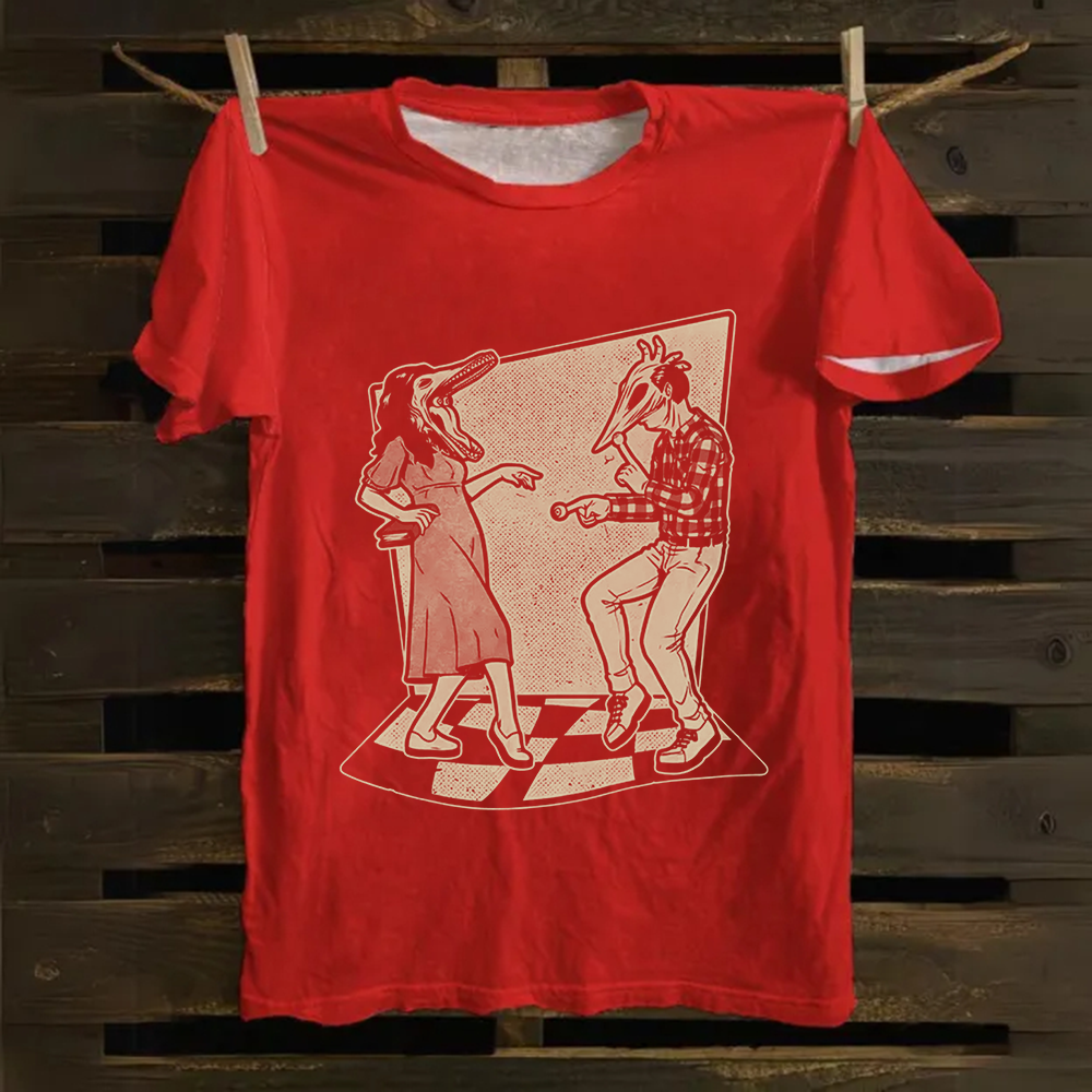 Unisex Vintage Ghost Couple Dance Beetlejuice  Cotton T-Shirt