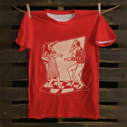 Unisex Vintage Ghost Couple Dance Beetlejuice  Cotton T-Shirt