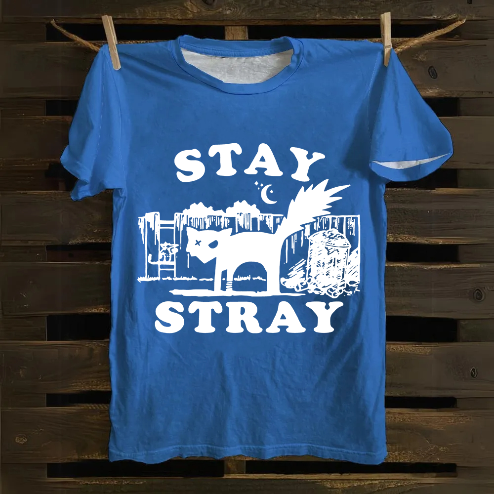 Stray Cat Funny Retro Graphic Unisex Classic Cotton T-Shirt