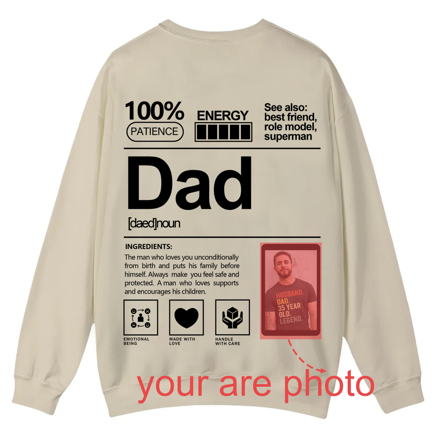 Addcustom  Photo Dad Casual Crewneck Sweatshirt