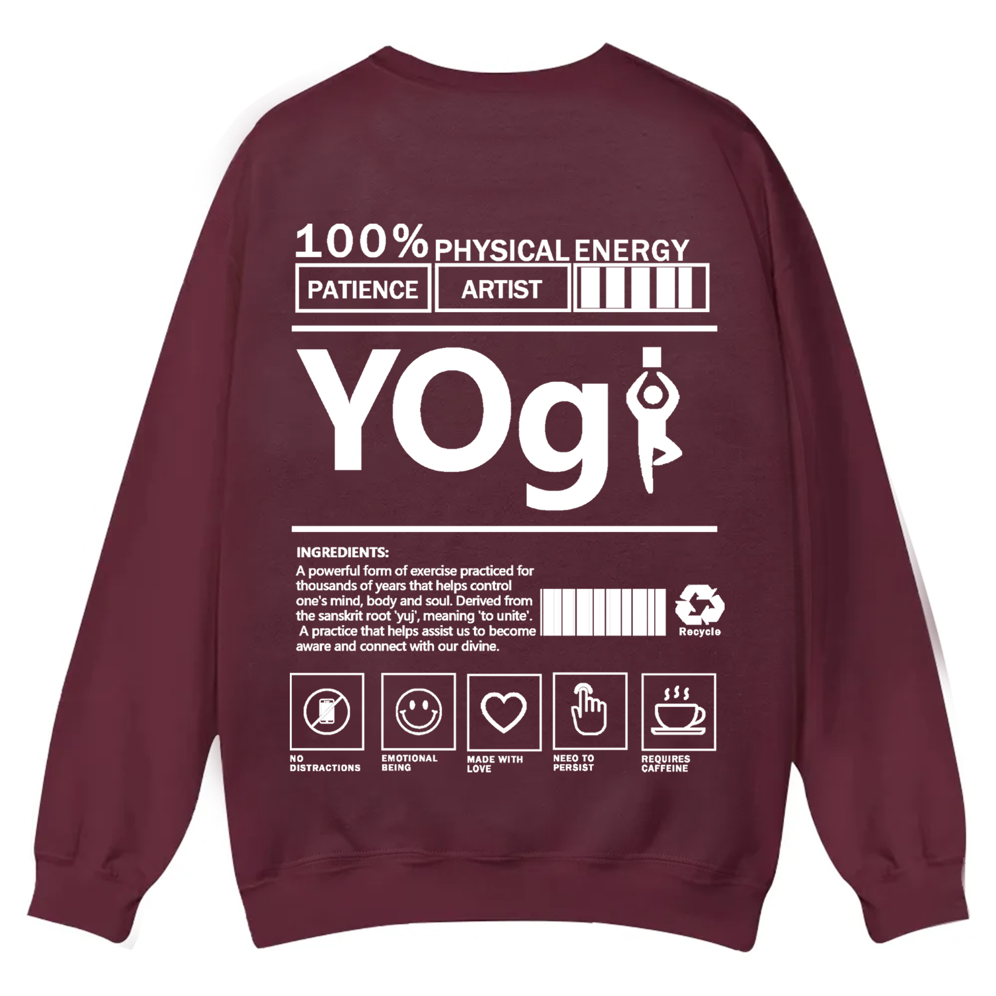 Yogi Solid Color Unisex Casual Crewneck Sweatshirt