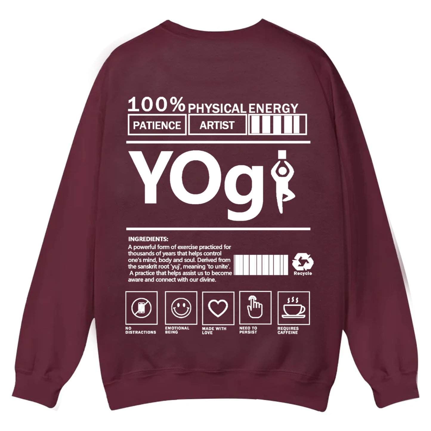 Yogi Solid Color Unisex Casual Crewneck Sweatshirt