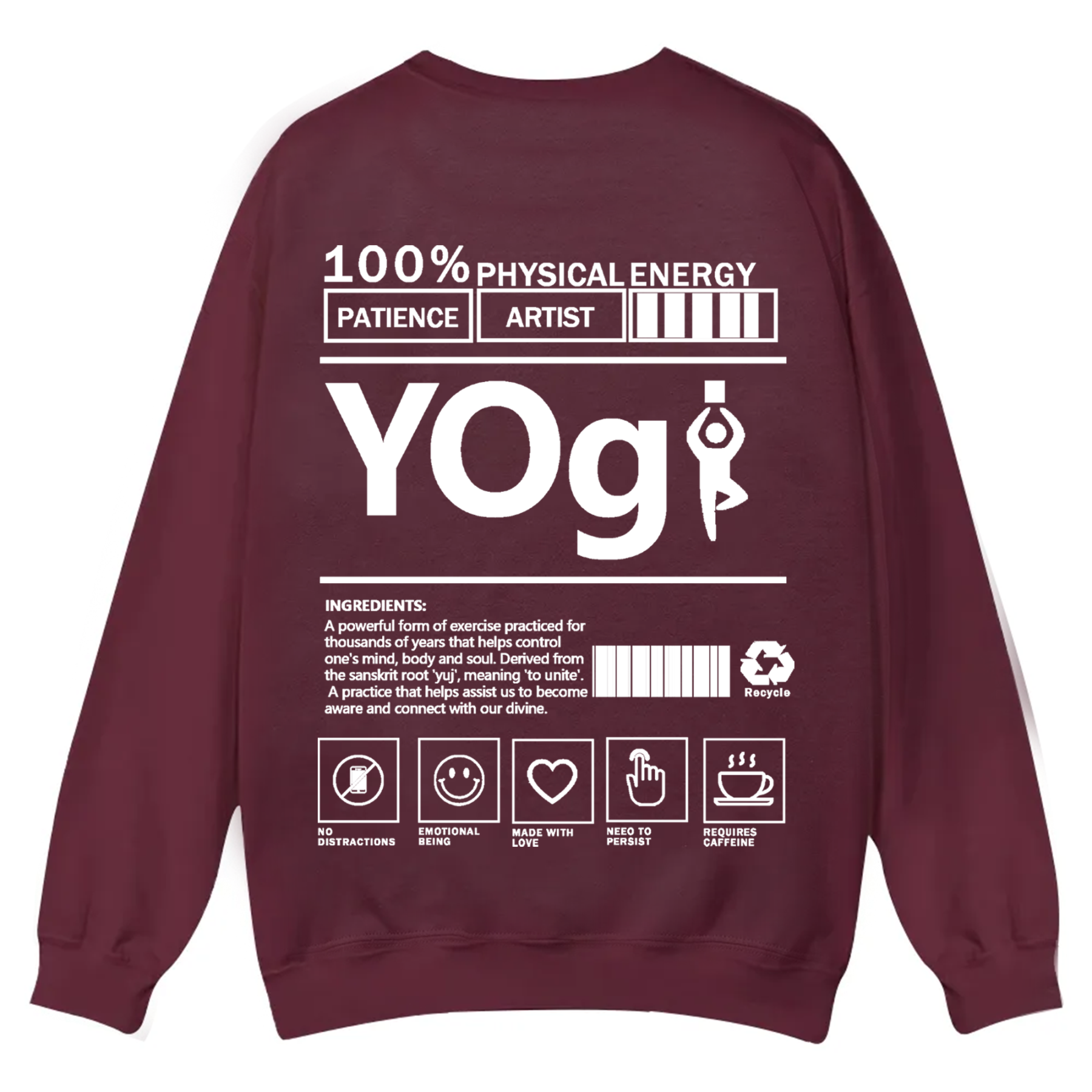 Yogi Solid Color Unisex Casual Crewneck Sweatshirt