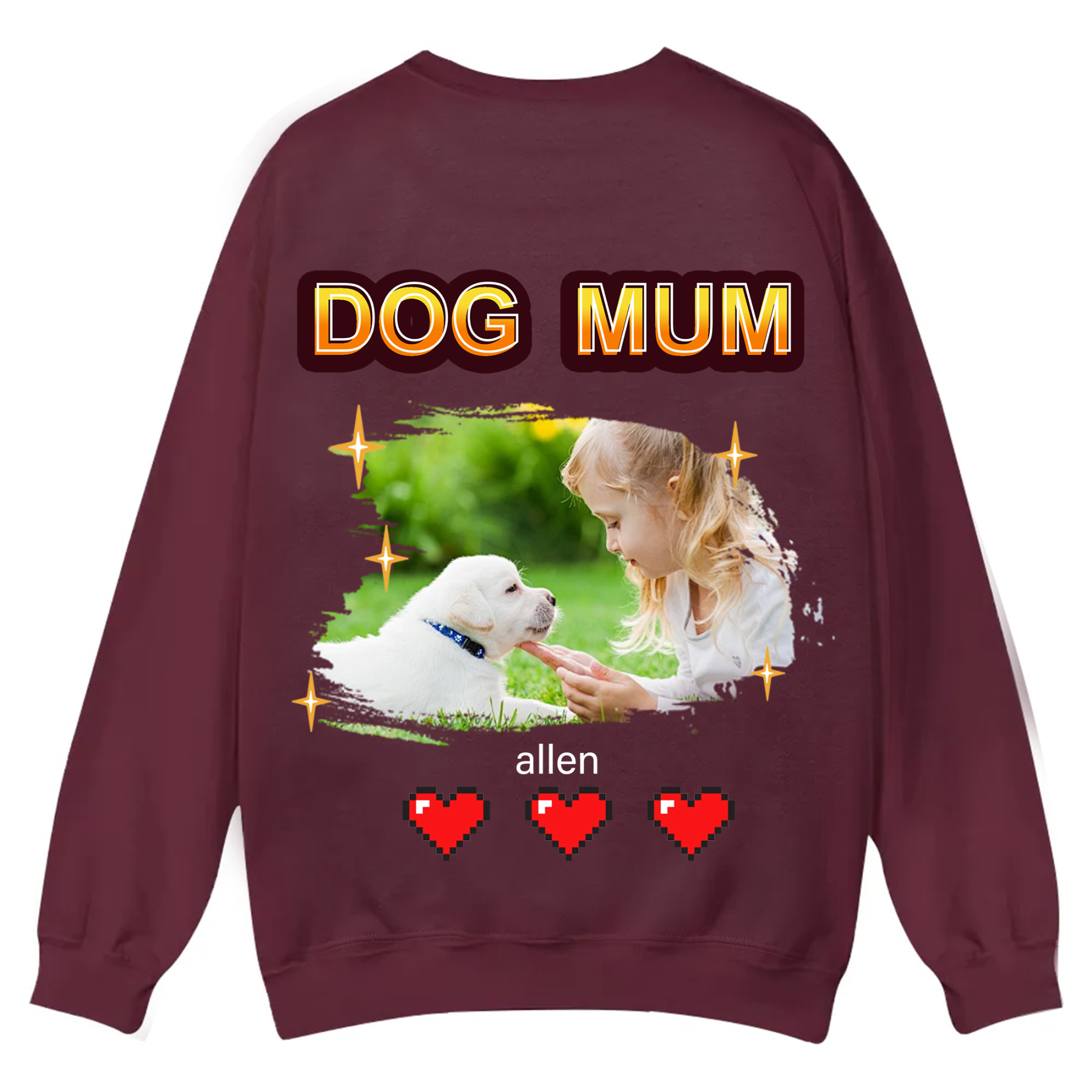 Dog Mom Pixel Photo - Personalized Custom Unisex Casual Crewneck Sweatshirt