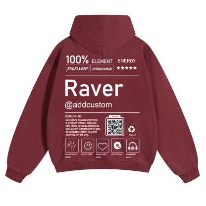 Addcustom QR Code Raver Solid Color Hoodie wearishow