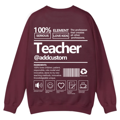 Teacher Addcustom Casual Crewneck Sweatshirt wearishow