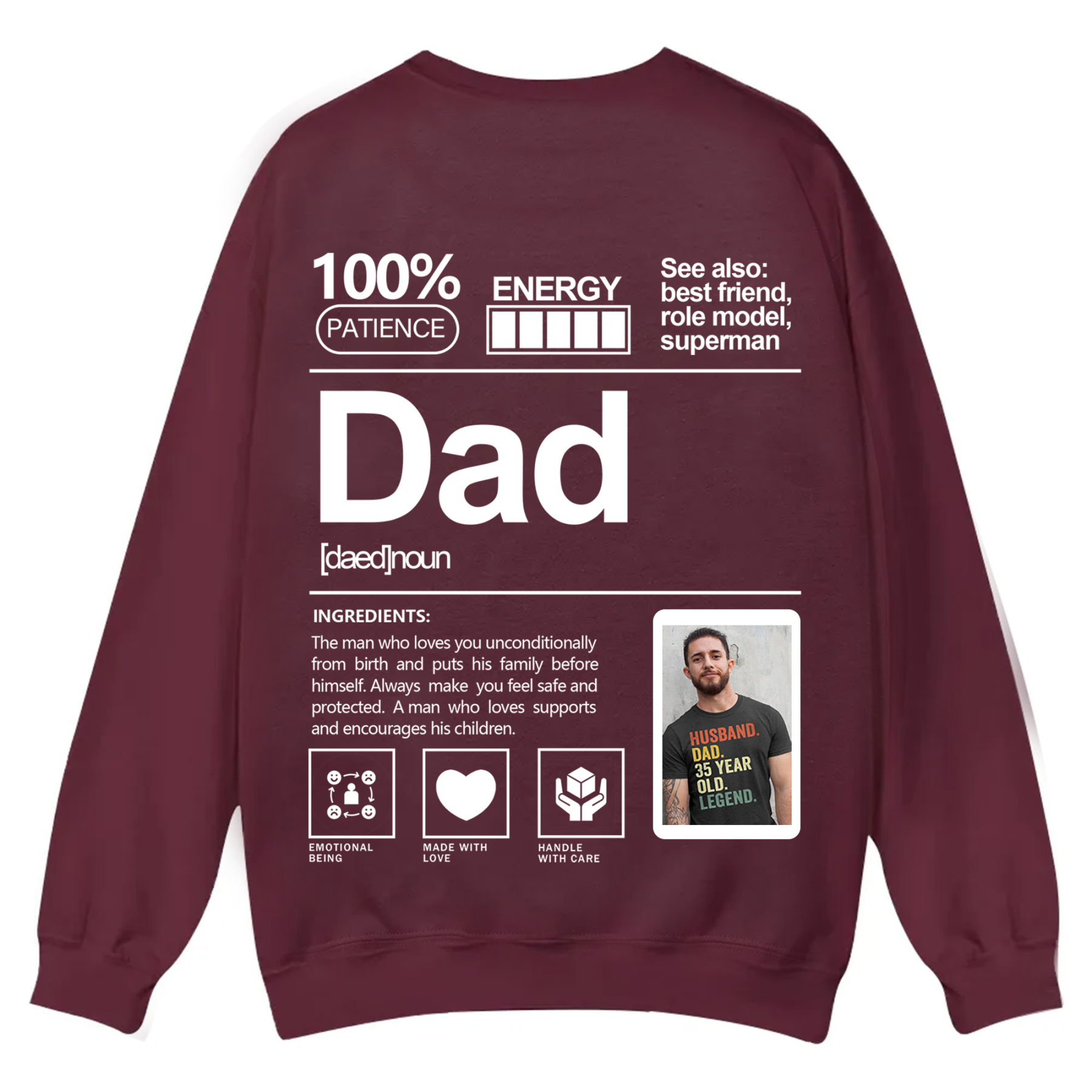 Addcustom  Photo Dad Casual Crewneck Sweatshirt